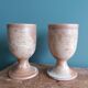 Verres à pied tasses mazagrans en grès de Puisaye