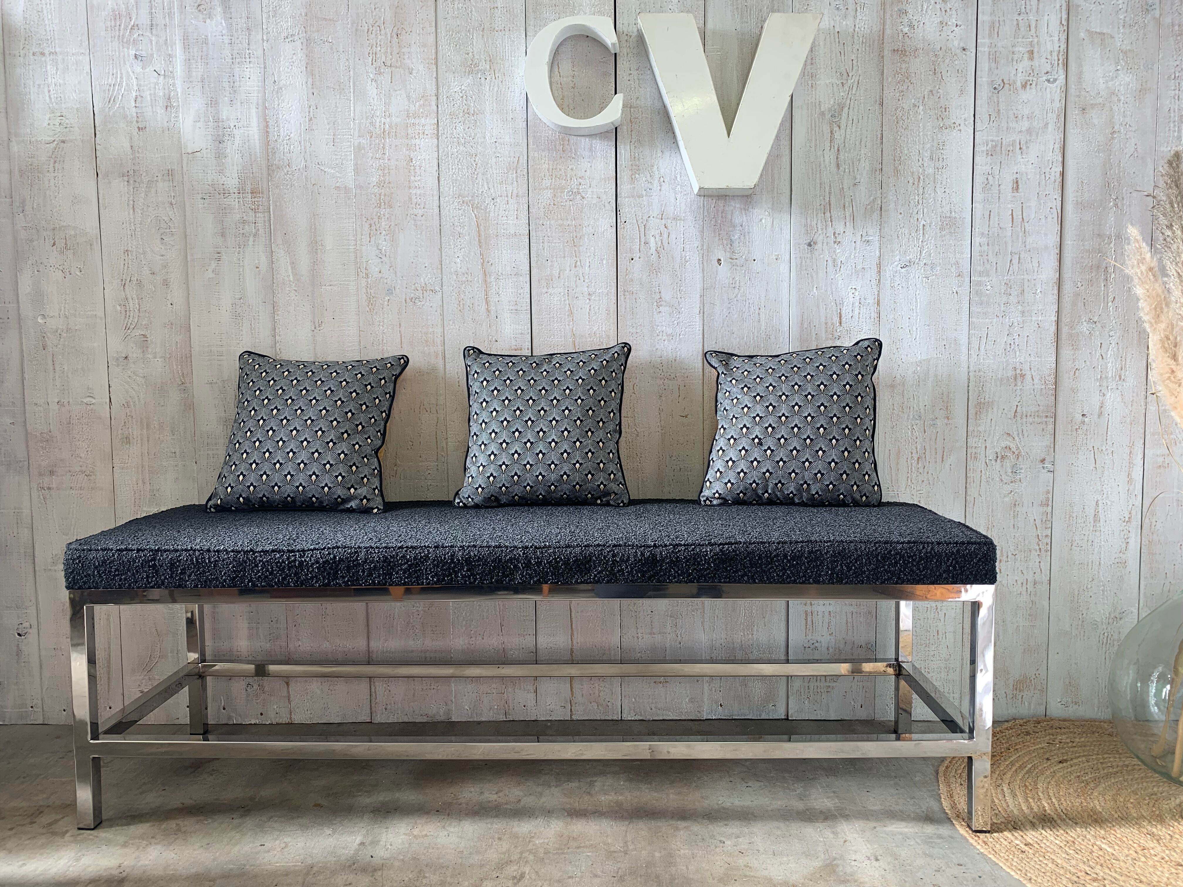 Stainless steel bench 70's