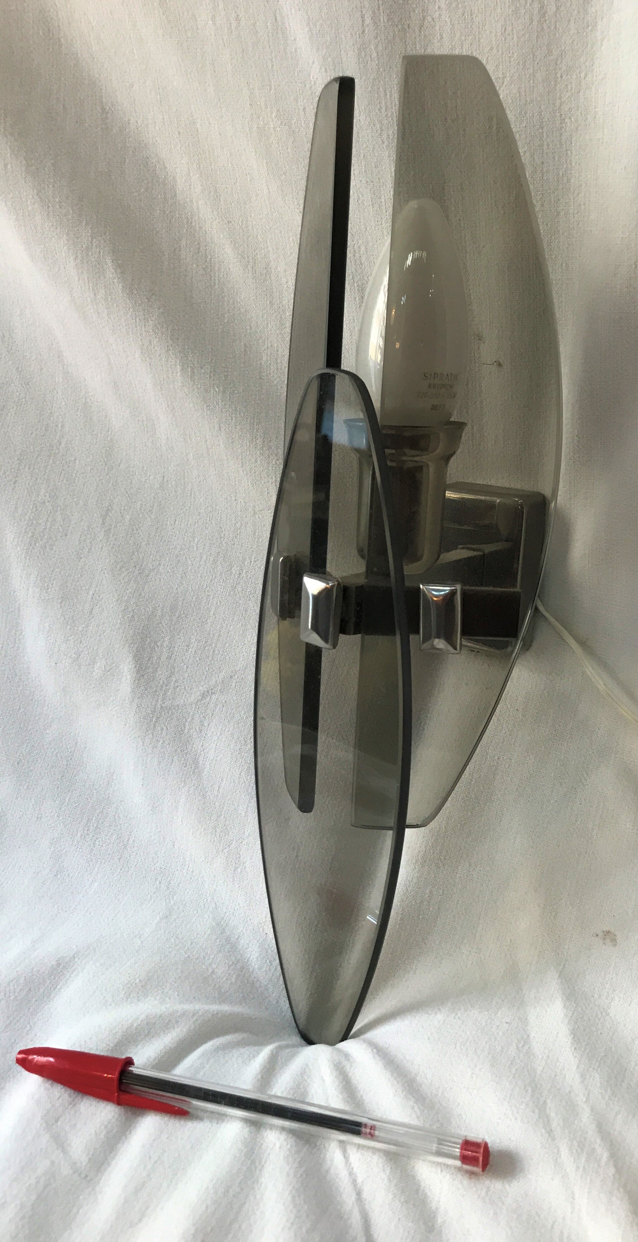 Marrron and steel smoked glass wall sconce