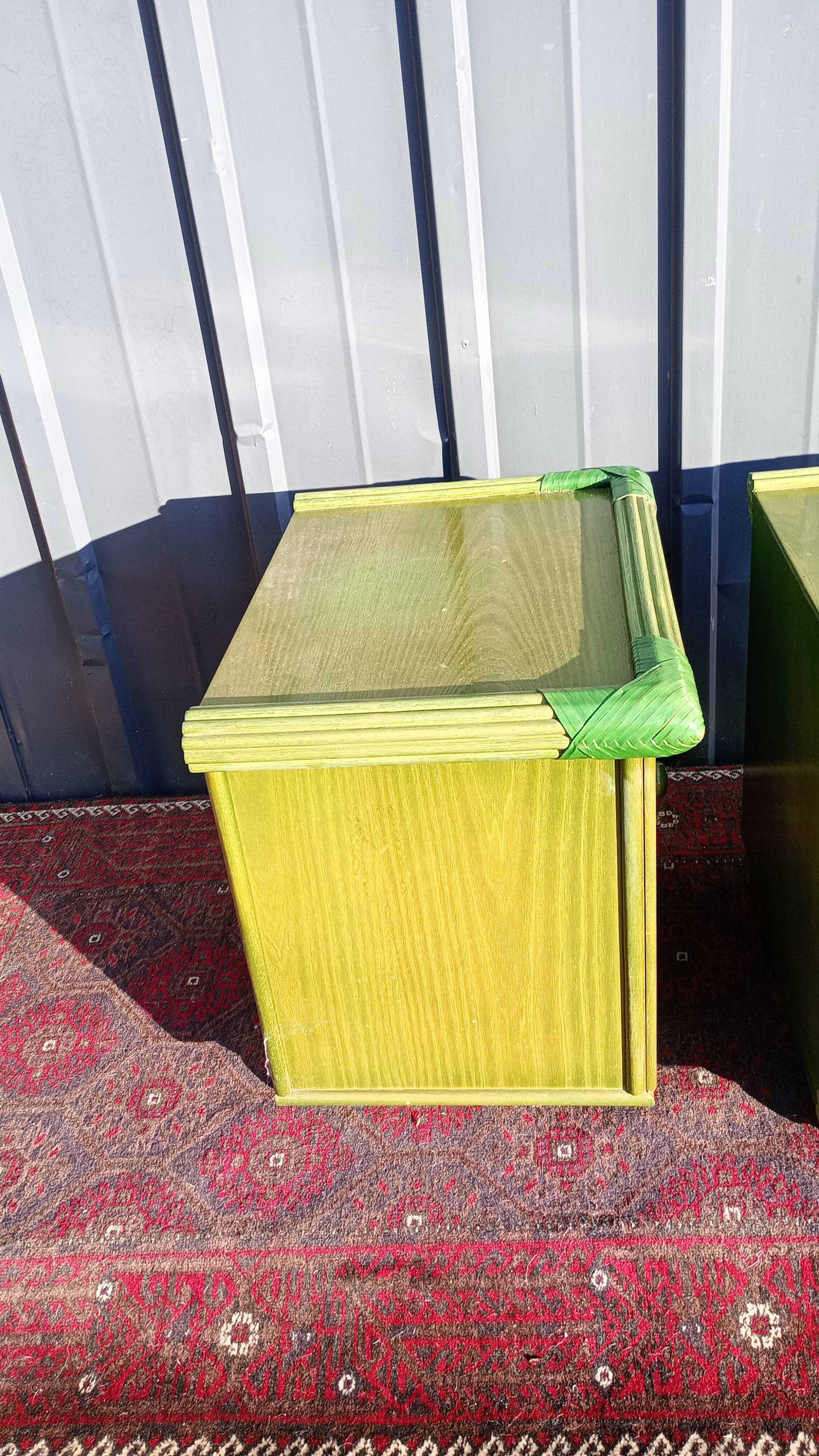 Pair of rattan bedside tables