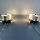 Mid-century wall lights in white plexiglass with a wooden base, 1960s, Germany.