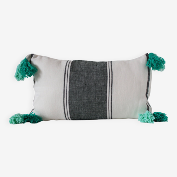 Rectangular cushion 100% Wool & Green Linen