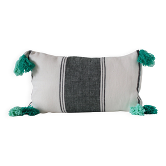 Rectangular cushion 100% Wool & Green Linen