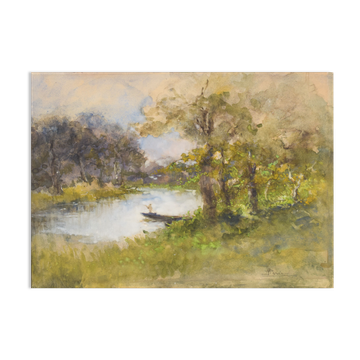 'The Boat on the River' by Pompeo Mariani