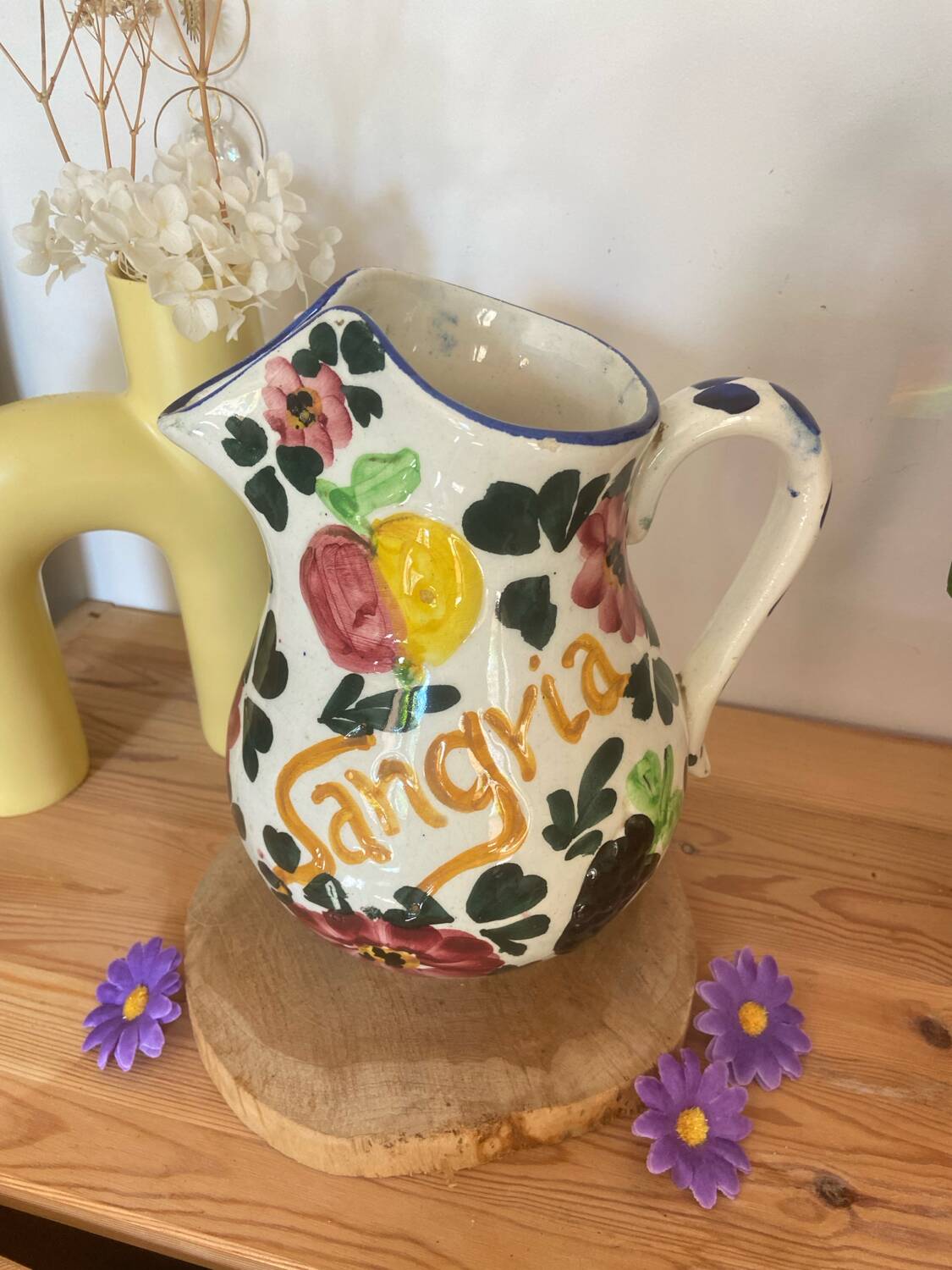 Vintage Hand Painted Ceramic Sangria Jug/Pot