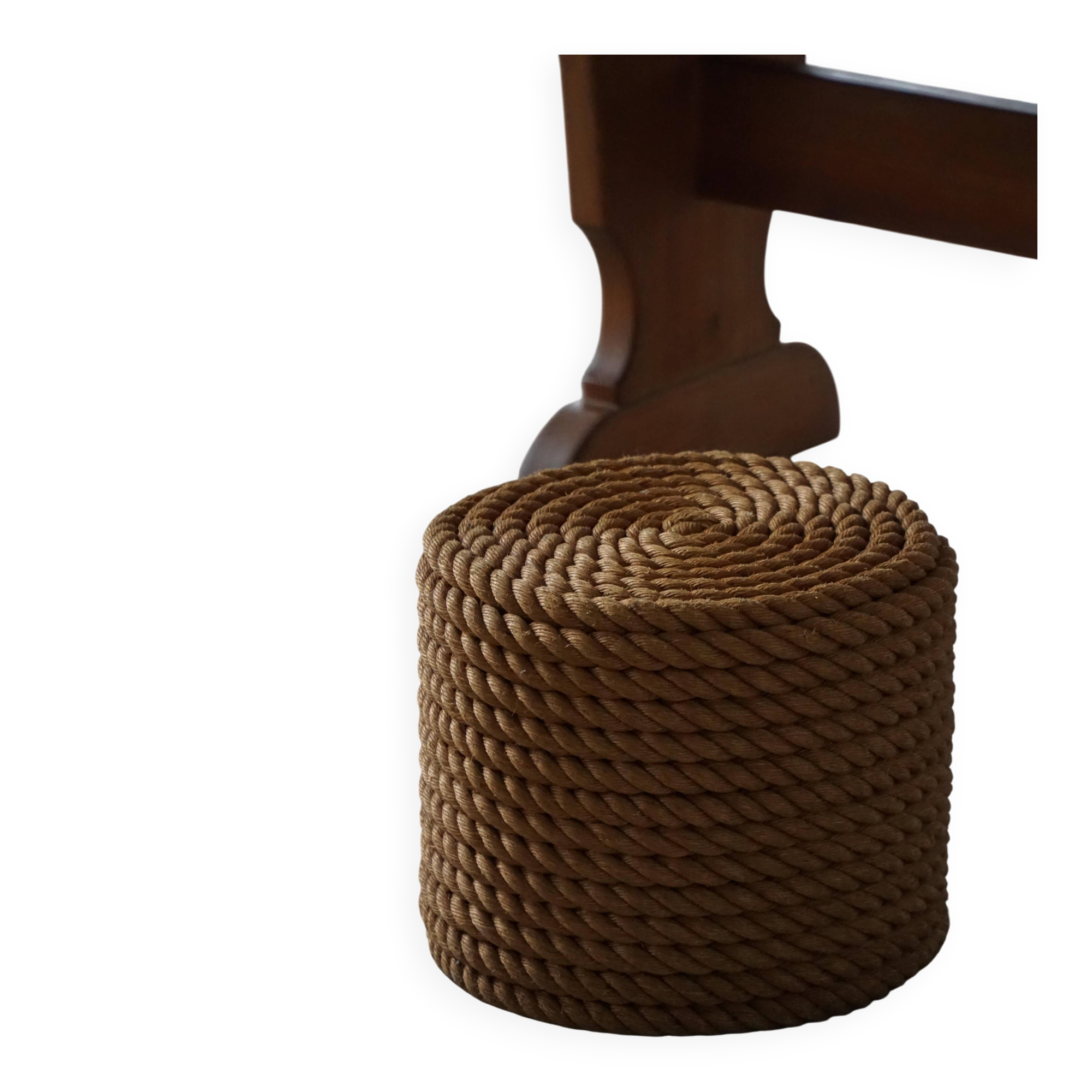 Side table / Ottoman in cord in modern French style from the late 20th century, 1980s.