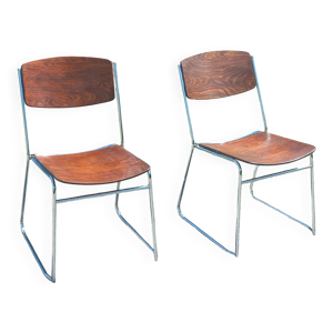 Paire de chaises design - bois