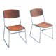 Pair of 1970s designer chairs in chrome metal and wood.