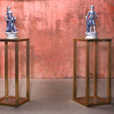 Set of Pierre Vandel Paris high side tables with facet cut glass