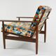 Scandinavian armchair with geometric fabric