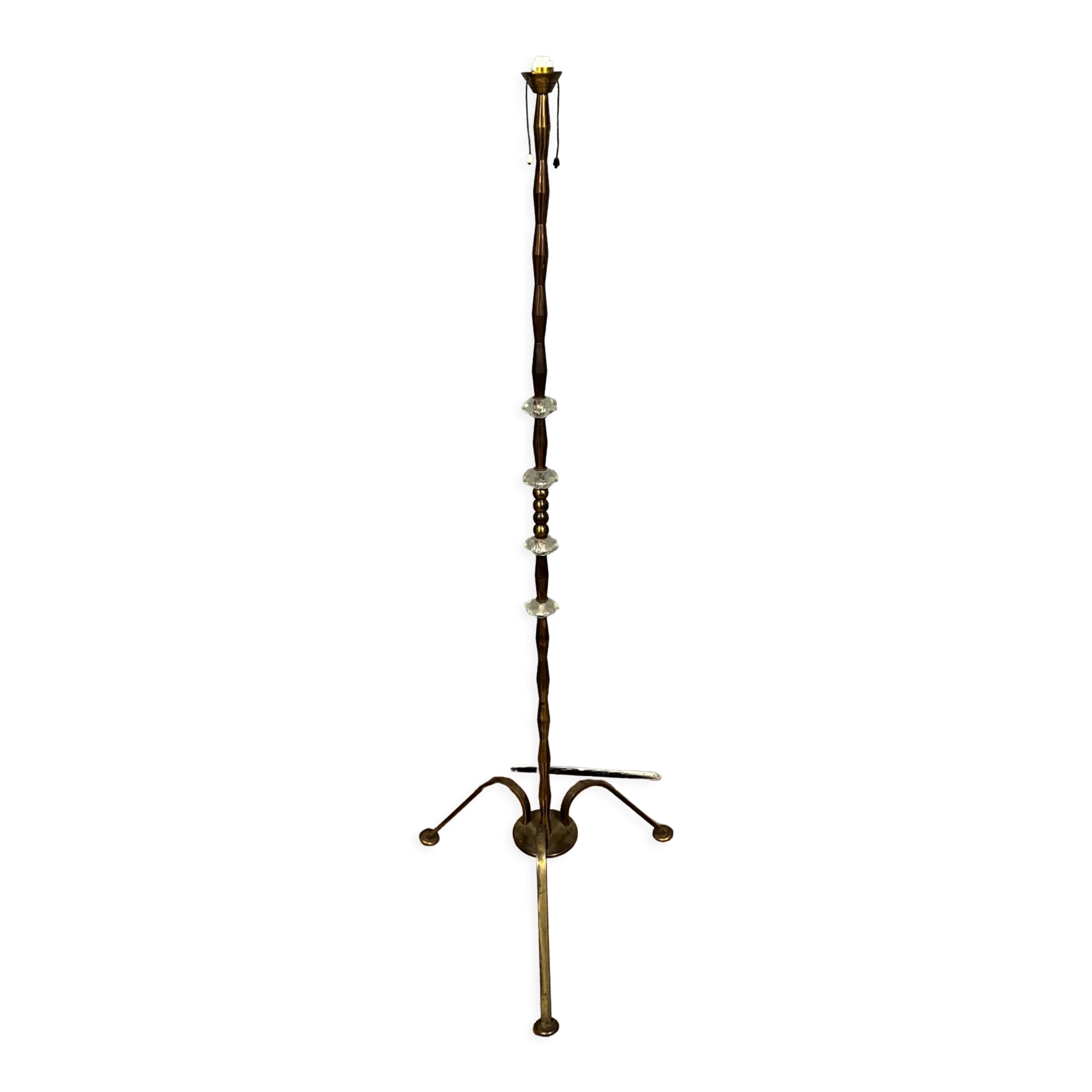 Vintage floor lamp foot in iron, glass and gilded brass circa 1950
