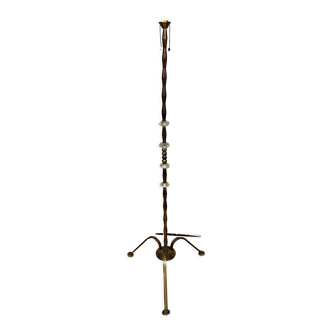 Vintage floor lamp foot in iron, glass and gilded brass circa 1950