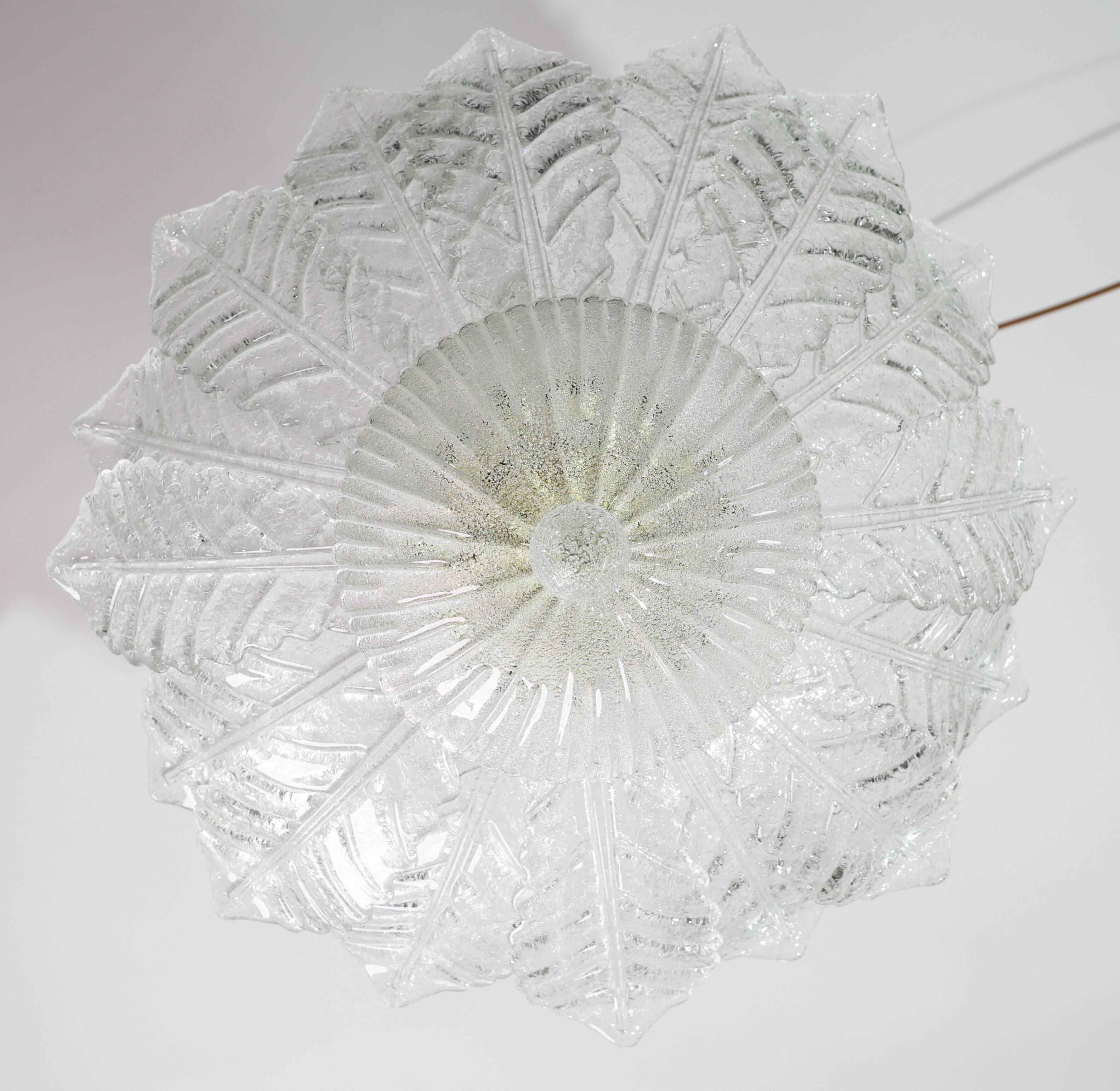 Procida, Murano Clear trasparent Vintage Glass Ceiling Light, 1970s