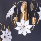 Set of 4 Murano White Flowers Wall Light, 1970s