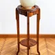 Art Deco wood stand French planter with stone plaque