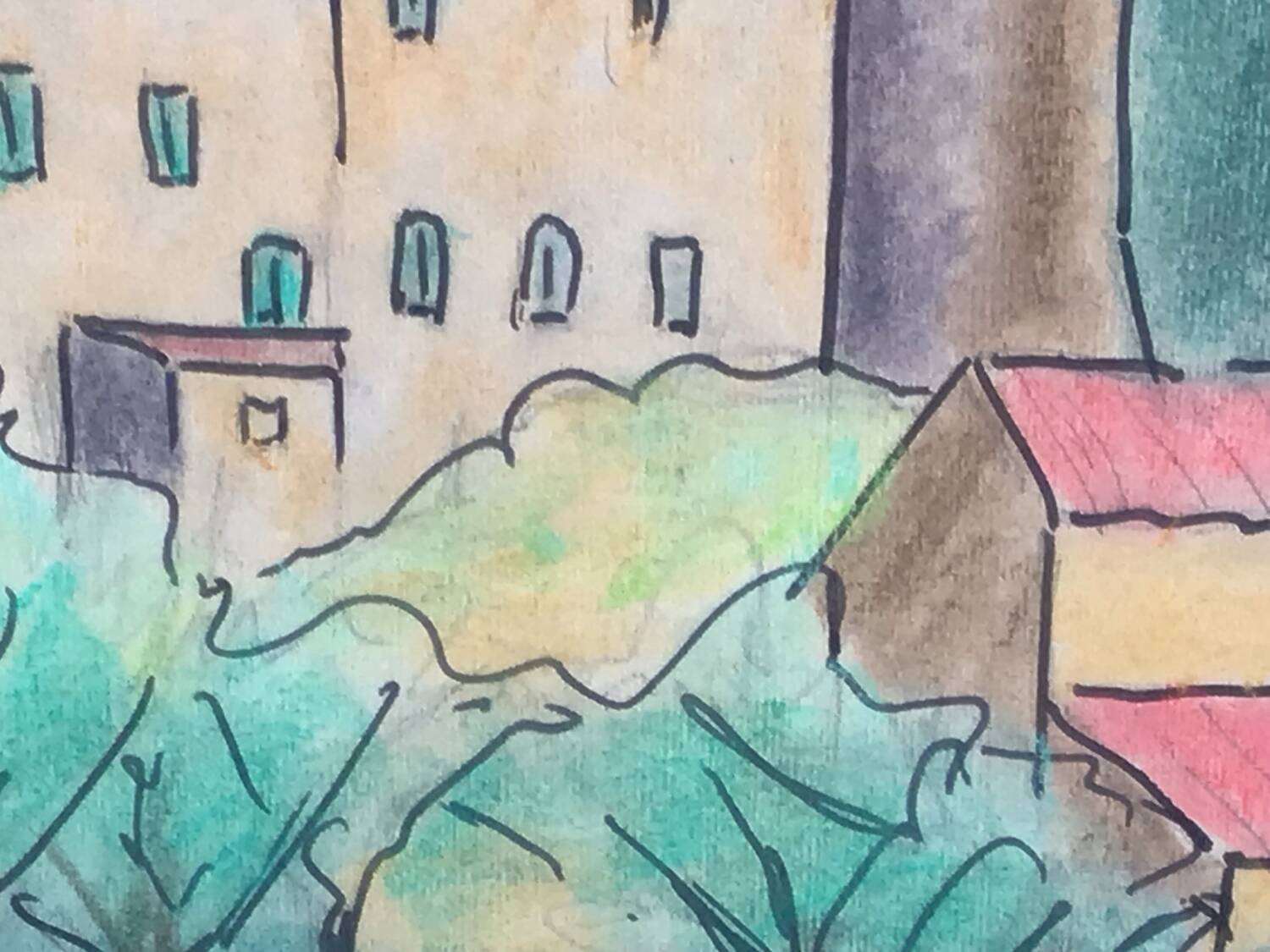 Fortified village painting