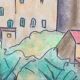 Fortified village painting