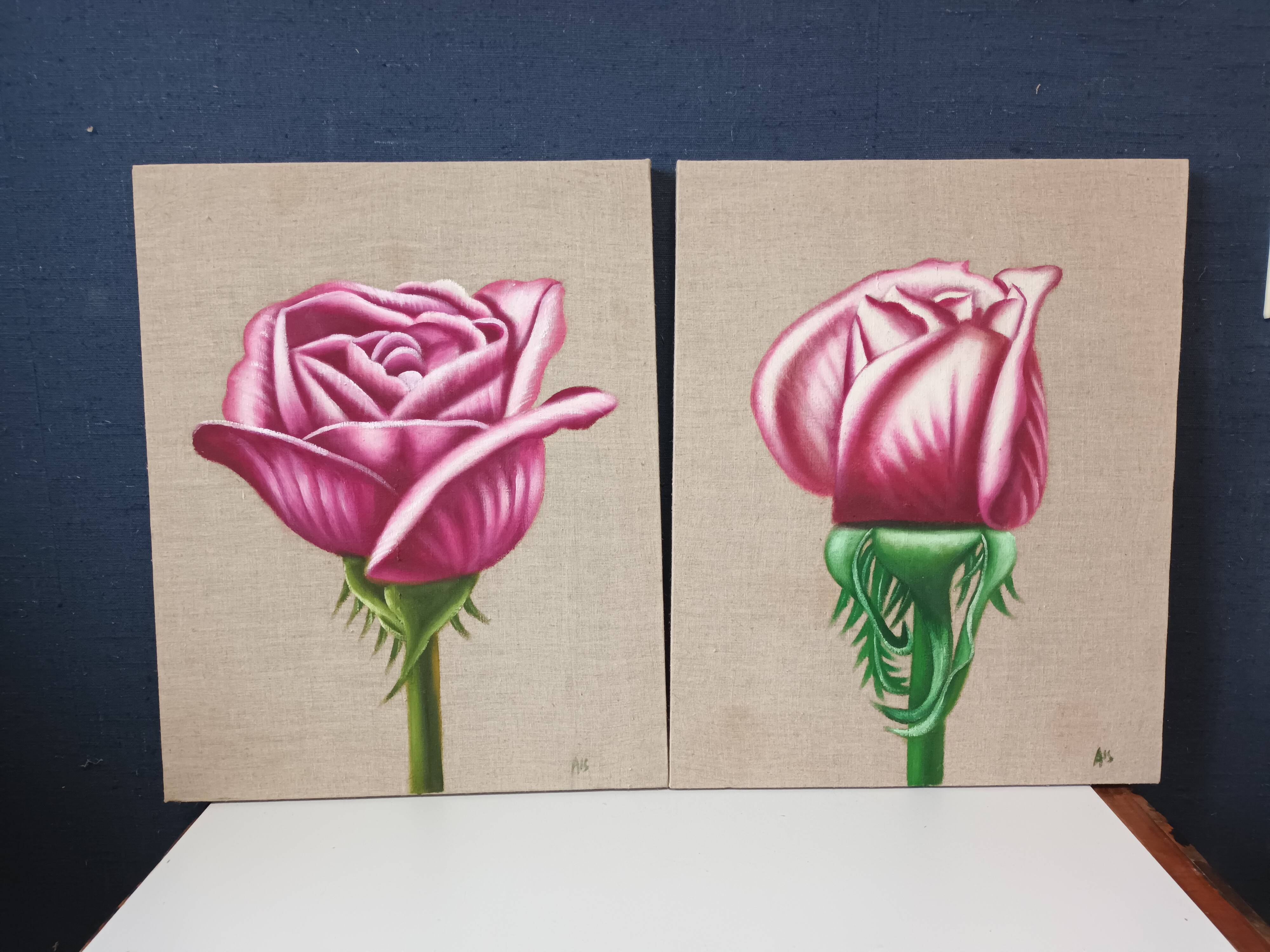 Pair of floral canvas