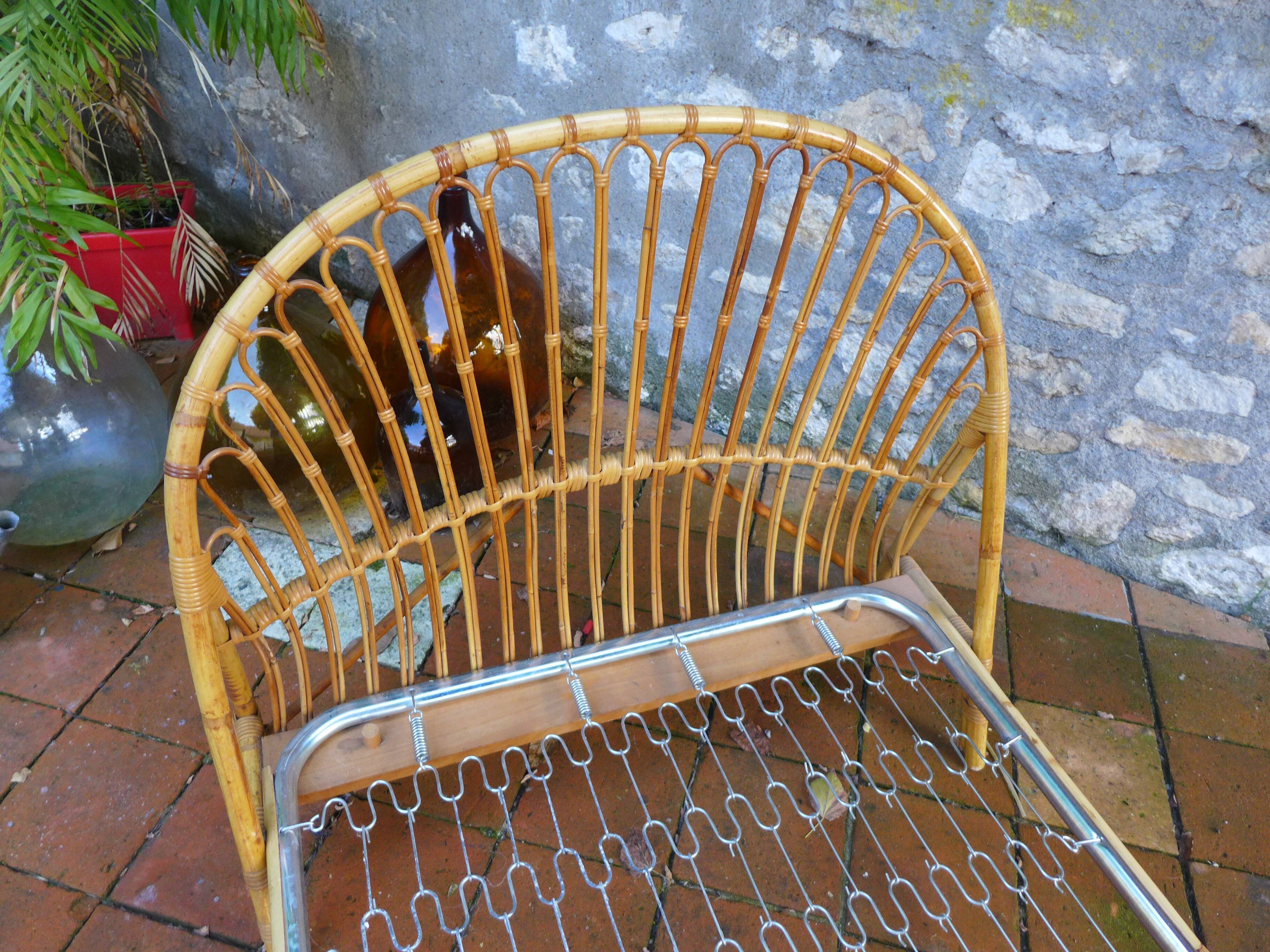 Vintage rattan bed 90X190