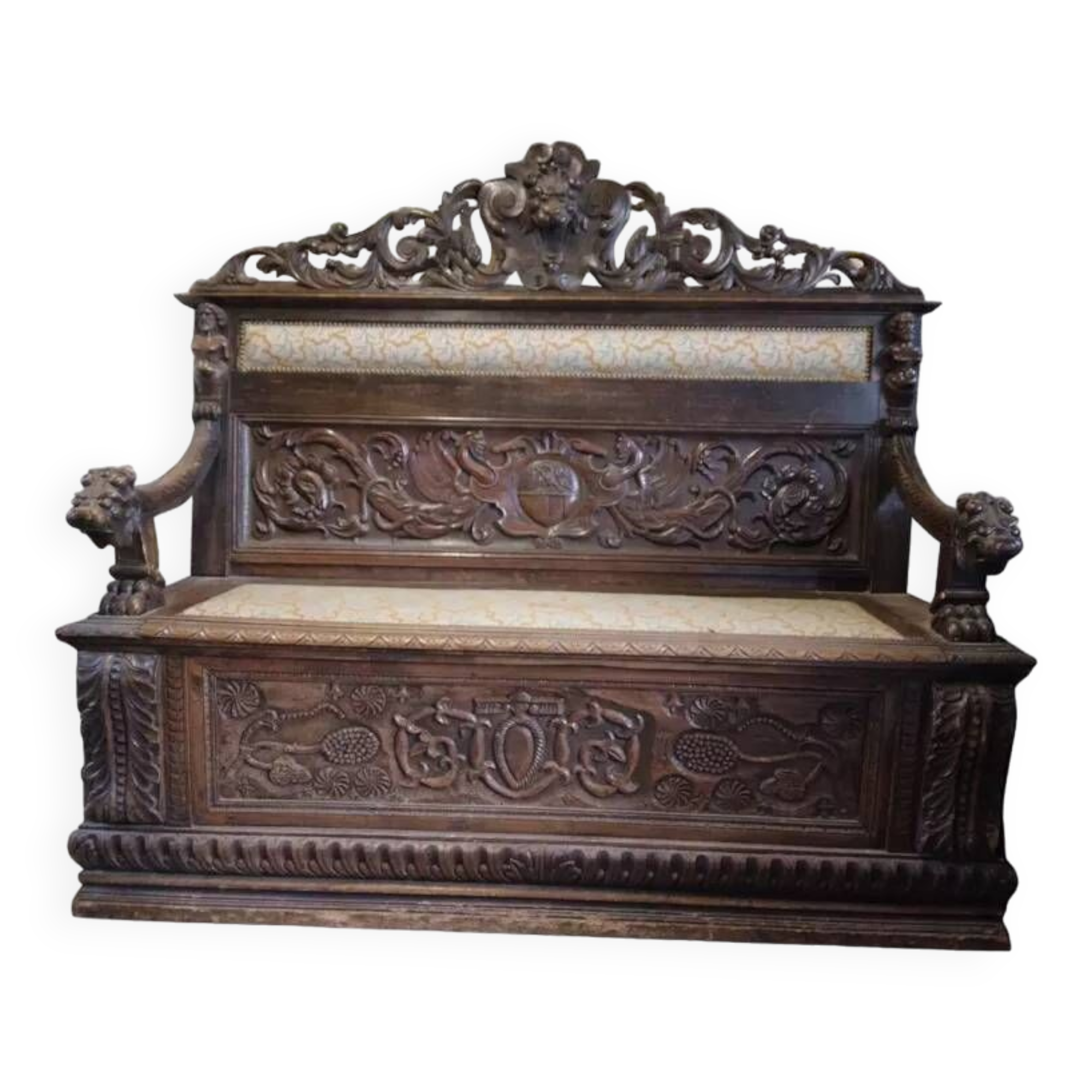 Antique chest bench, France, 19th century.