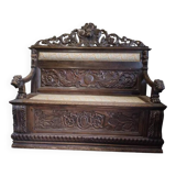 Banc-coffre ancien, france, xixe siècle.