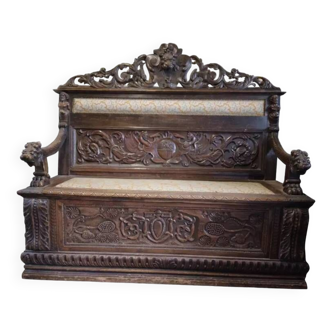 Old safe bench, France, 19th Century.