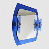 Veca cobalt blue mirror with 2 shades Veca, Italy, 70s, 71x63 cm