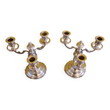Set Of Silver Plated 3 Light Candlesticks, 2nd Half 20th Century