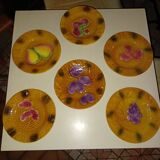 Six slurry dessert plates