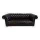 Black leather chesterfield sofa