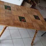 Dining table, bamboo and split rattan