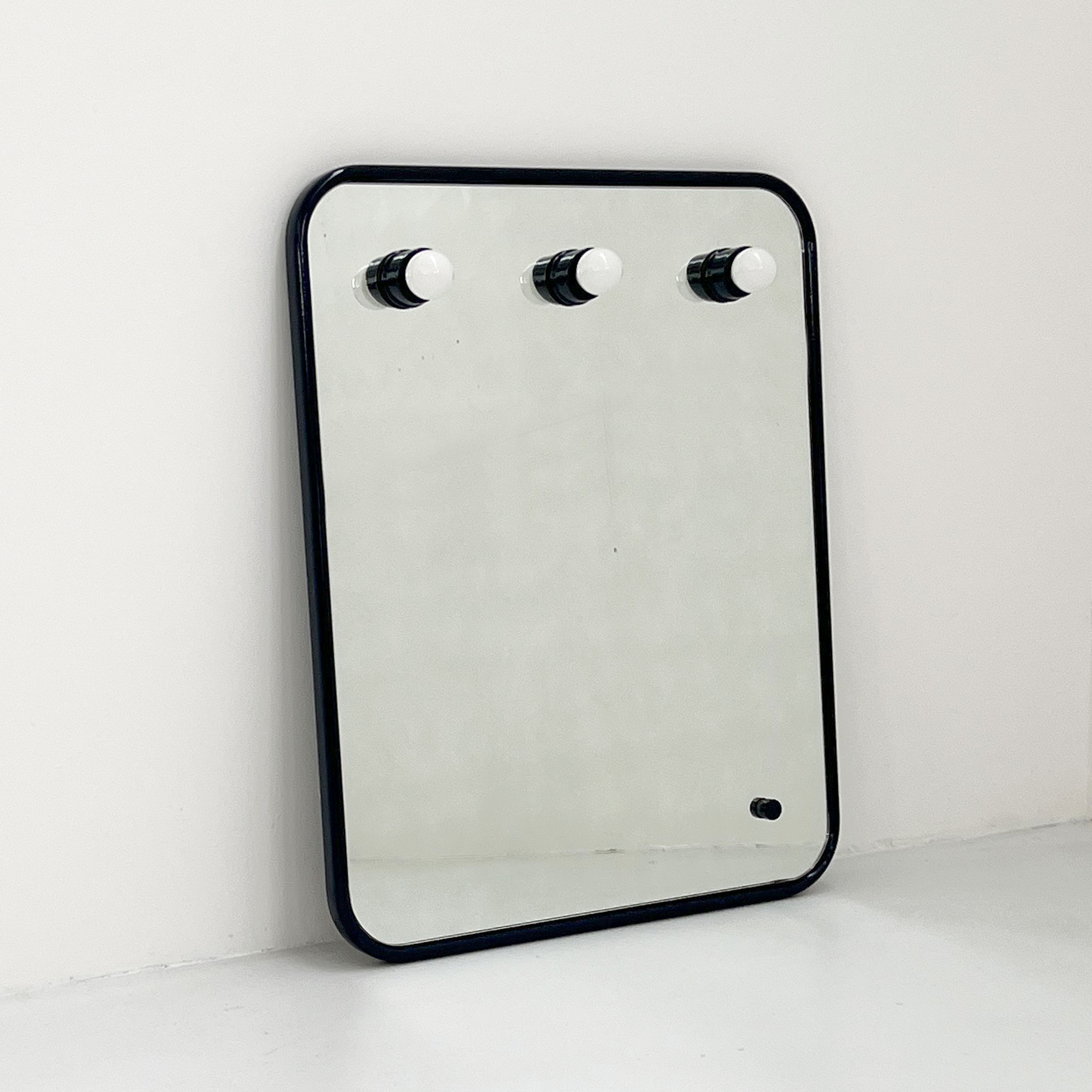 Midnight blue metal bulb mirror, 1970