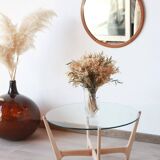 Round Coffee Table - Glass top and beech base