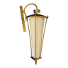 Wall lamp lantern in gilded brass and opaline 1960