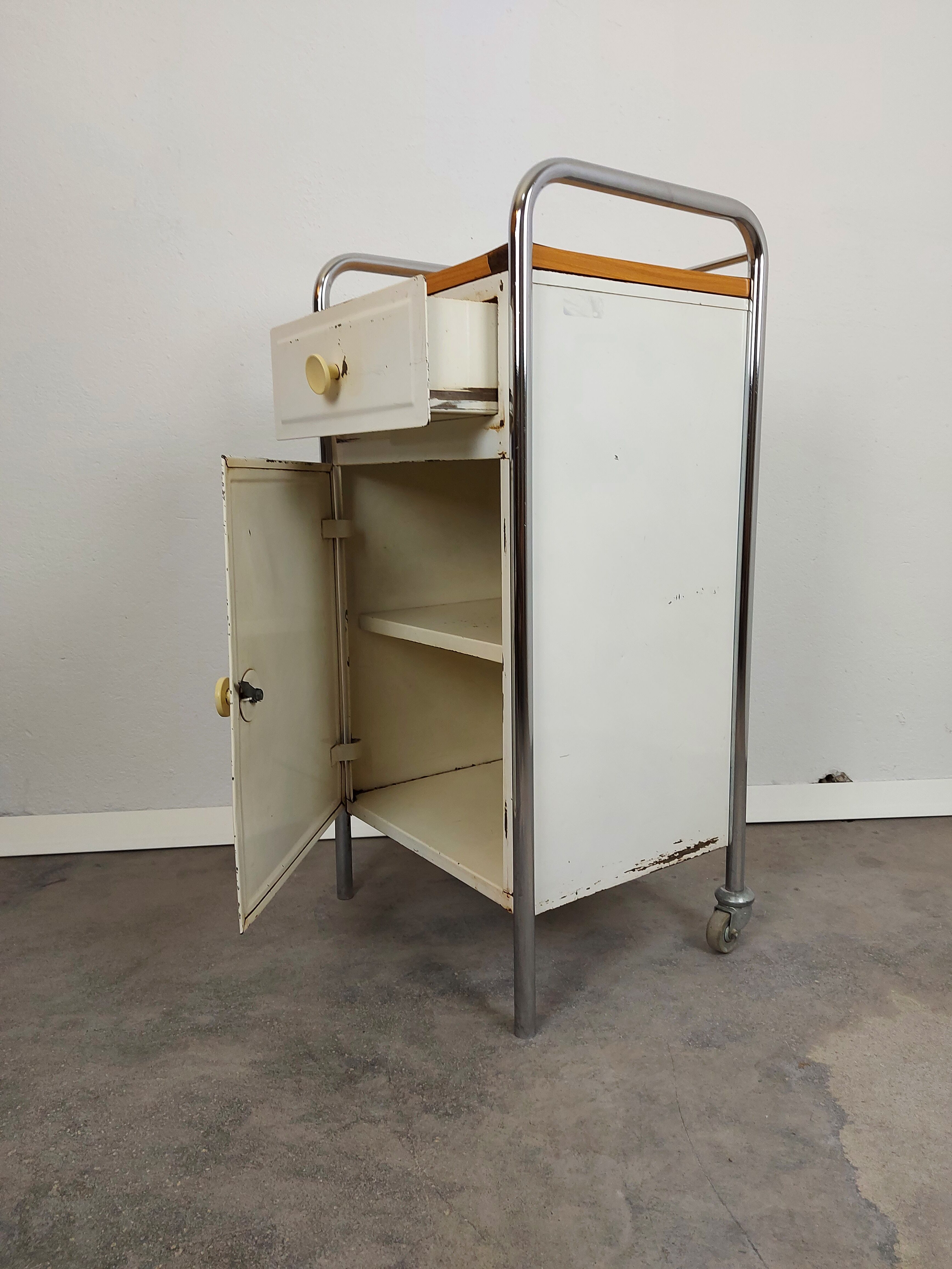 Metal Cabinet, 1970s back wheels