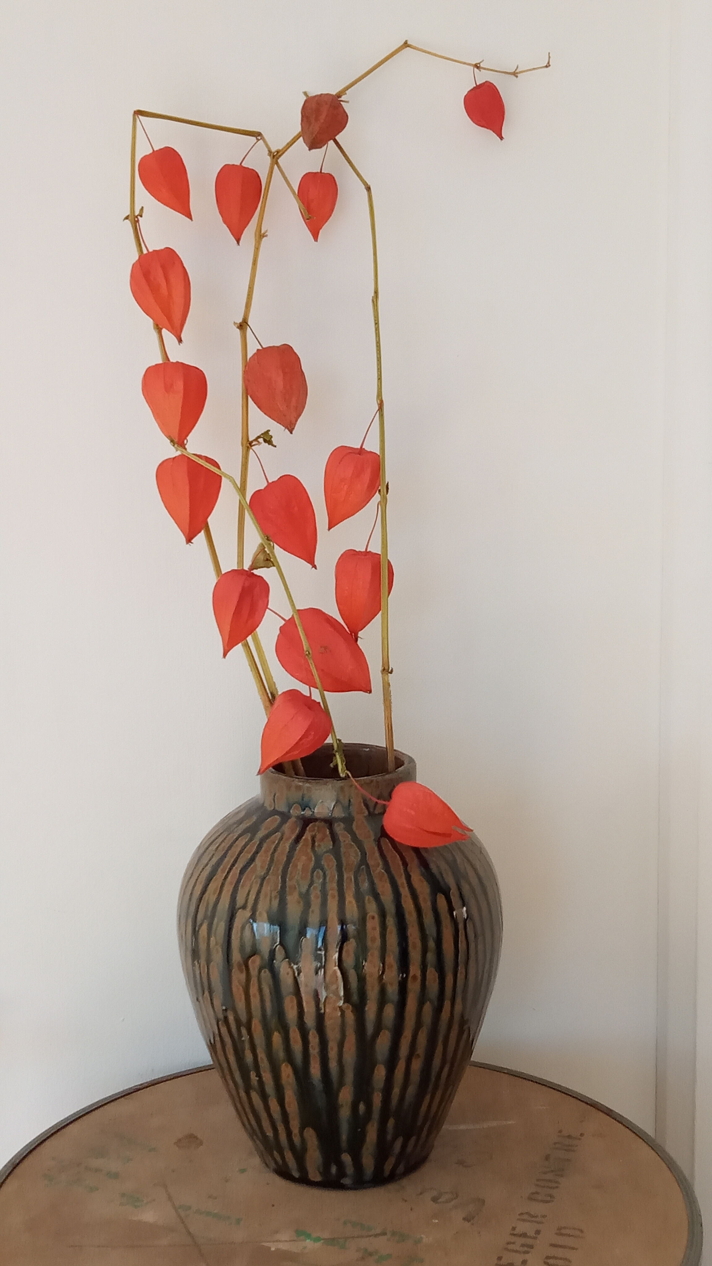 Enamelled sandstone vase