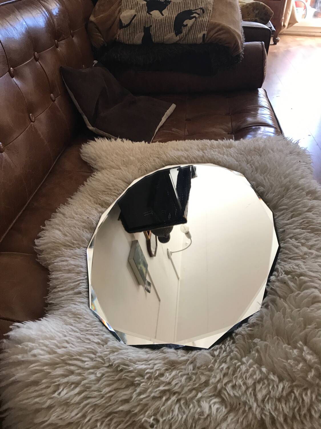 Antique dodecagon art deco beveled mirror