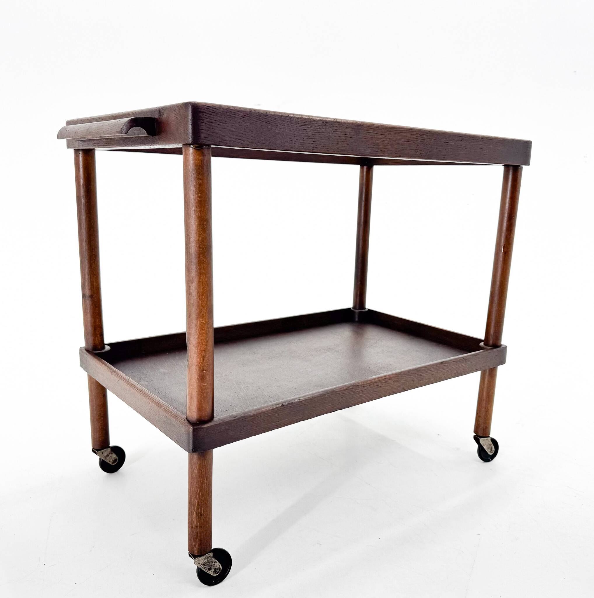 Chariot de Bar Art Déco en Bois avec Plateau en Verre, 1920