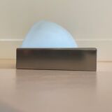 Rectangular wall lamp, brushed metal and glass