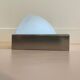 Rectangular wall lamp, brushed metal and glass