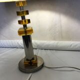 Chrome lamp and Plexiglas vintage amber design Raak
