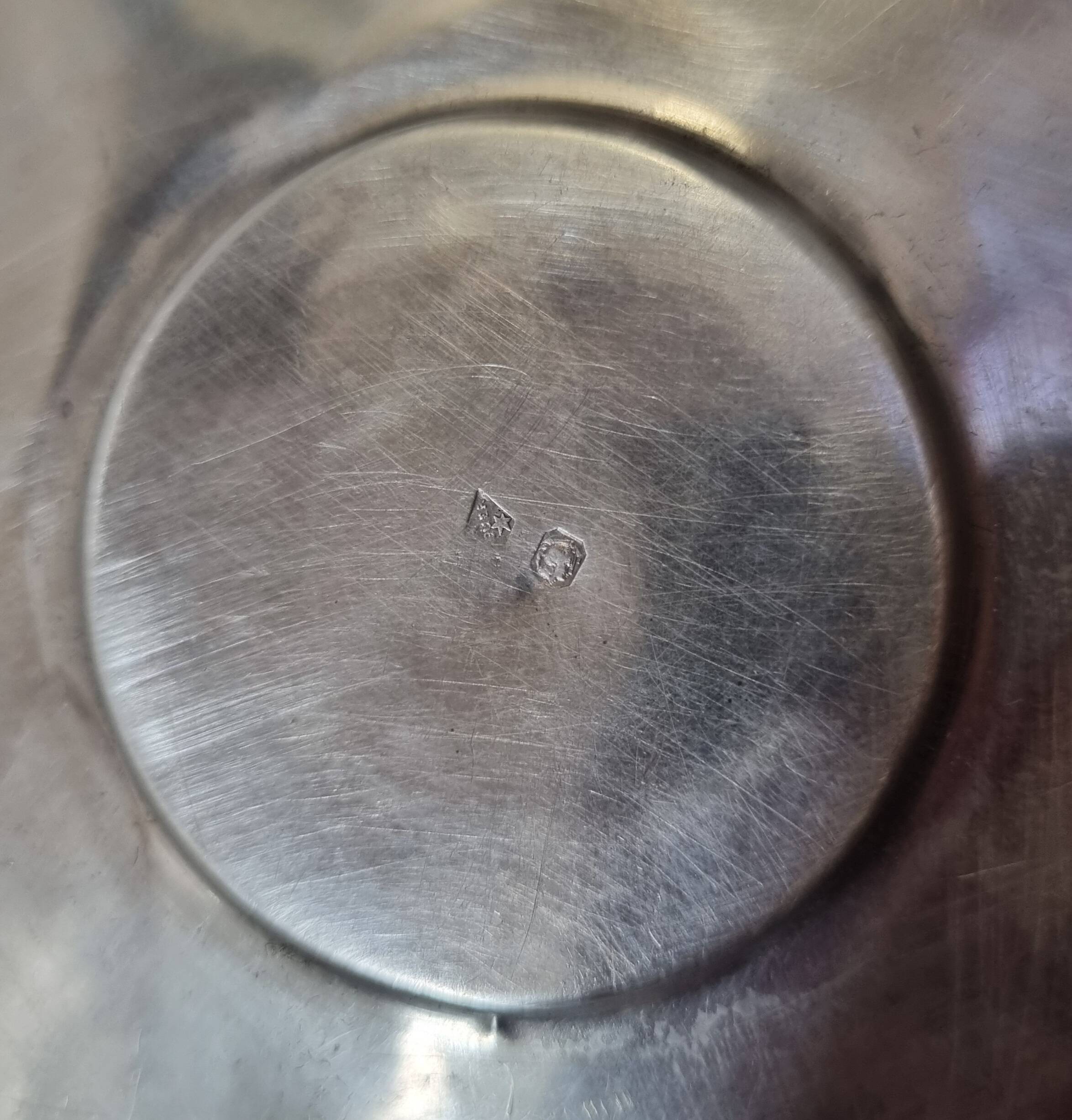 Solid silver cup (and saucer) late 19th century minerve