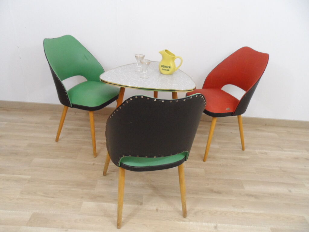 Set of 3 chairs barrel 1950