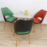 Suite de 3 chaises tonneau 1950
