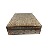 Large Persian marquetry box inlaid with its key