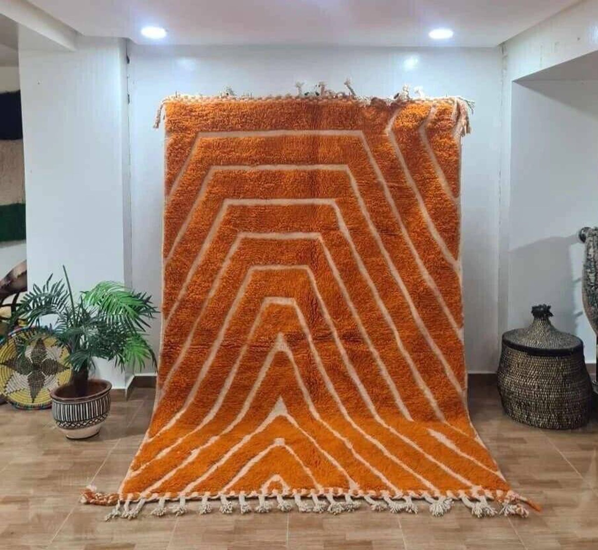 Tapis berbere en laine pure orange