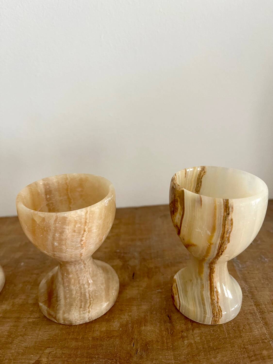 Trio of onyx egg cups