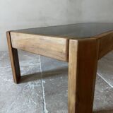 Wood and smoked glass coffee table