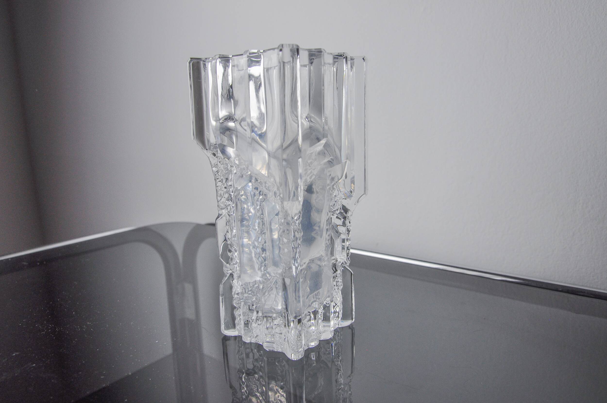 Limburg vase with ice cube effect in glass, Germany, 1970