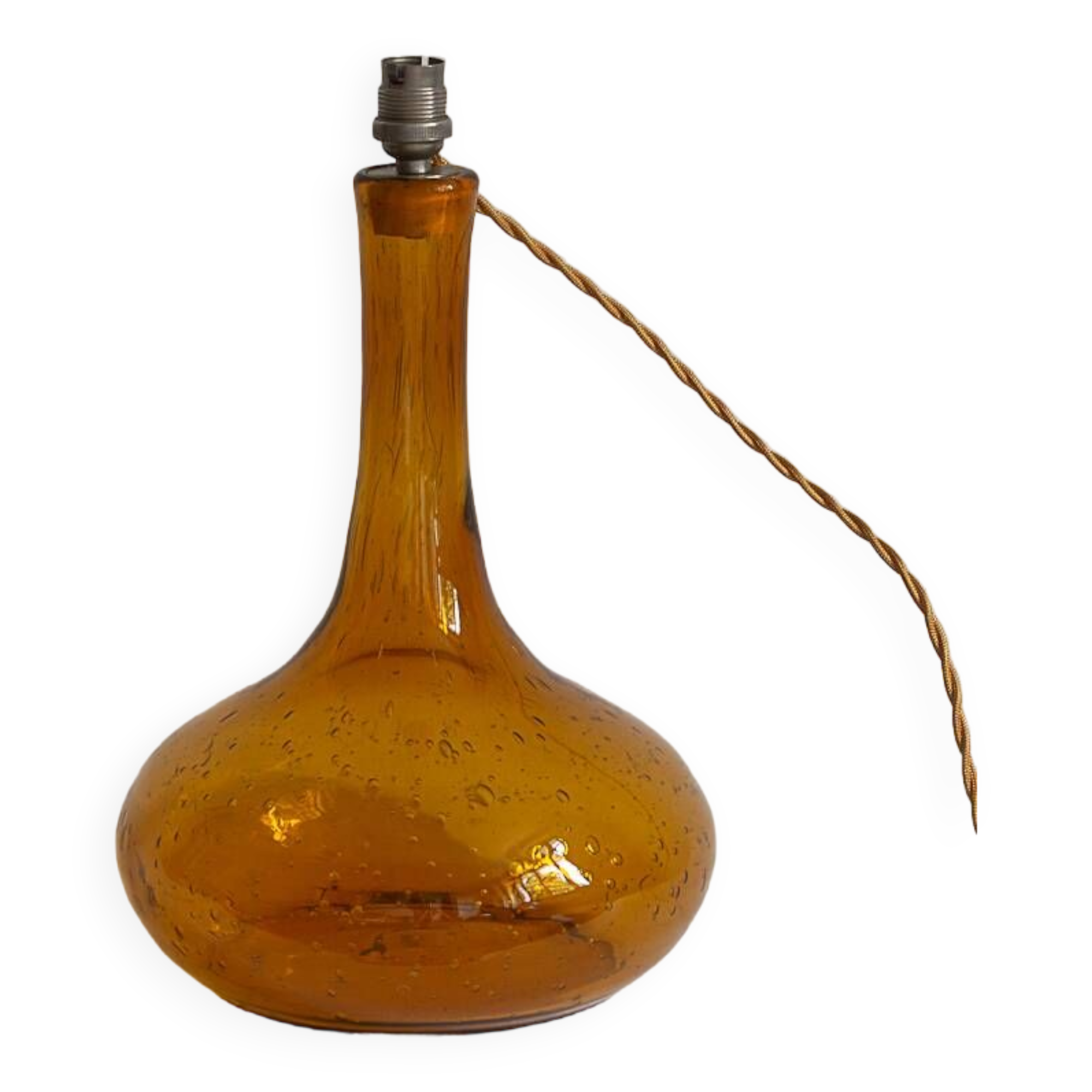 Pied de lampe en verre soufflé bullé, Années 60/70